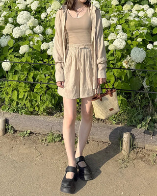 Linen shirt and shorts set