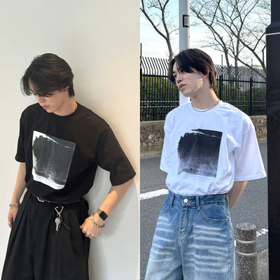 (Unisex) Square Print Short-Sleeve T-Shirt