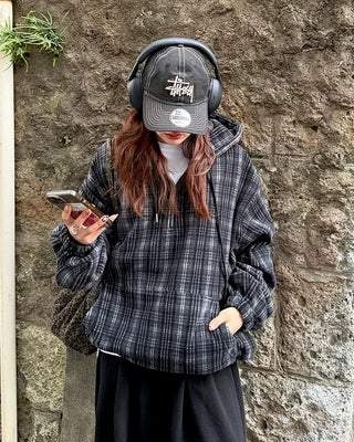 (Unisex) Lulu Check Fleece Hood