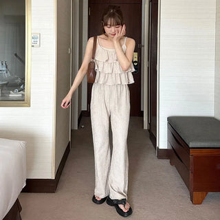 Wrinkle top and pants set