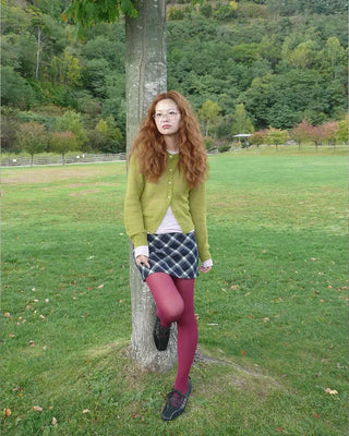 Round neck alpaca knit cardigan