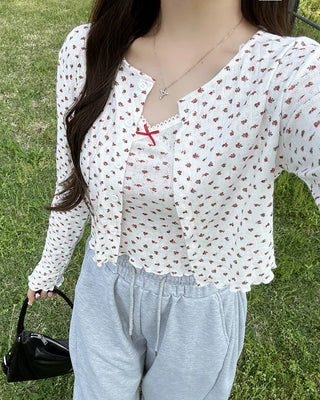 Cherry Camisole & Cardigan Set