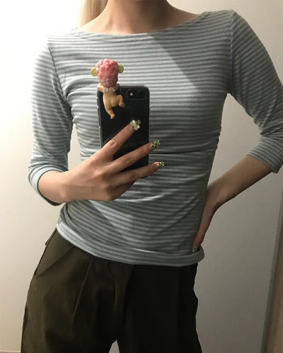Boat neck striped T-shirt