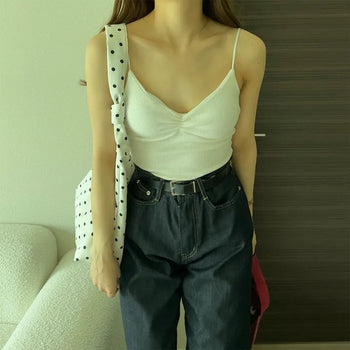 Shirred strap bra top