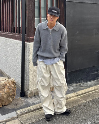 Cargo wide drawstring pants