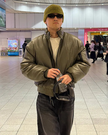 Leather padded jacket