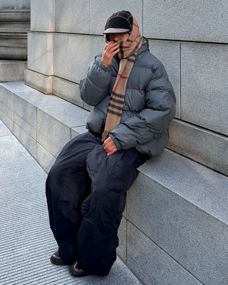 Eco-leather oversized padded jacket