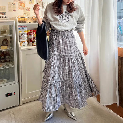 Checked cantan skirt