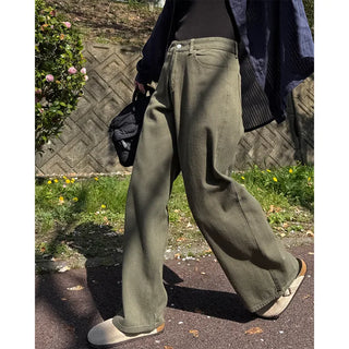 Cotton pants with back button detail