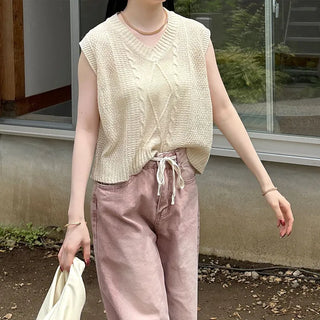 Twist knit sleeve top