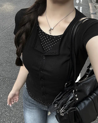 Dot Layered Half Cardigan