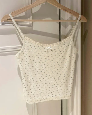 Perforated lace camisole