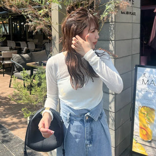 Round neck sheer long T-shirt