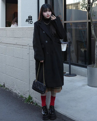 Double-button long coat