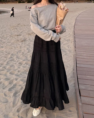Lace tiered long skirt