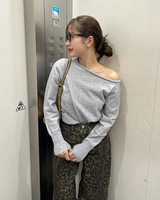 Asymmetrical Off-Shoulder Knit