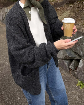 Melange wool loose-fit cardigan
