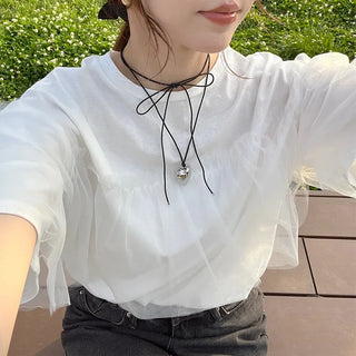 Metal heart strap necklace