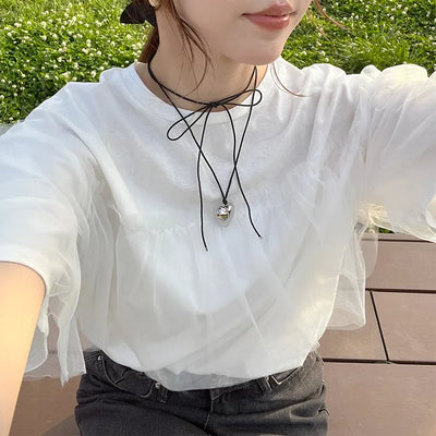 Metal heart strap necklace