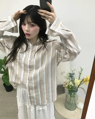 One-pocket multi-stripe shirt