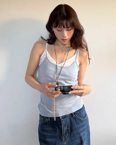 Cropped perforated tank top