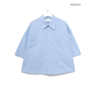 Basic cropped short-sleeved cotton shirt