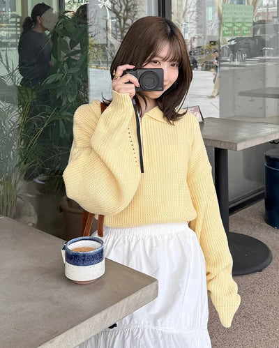 Loose-fit half-zip knit