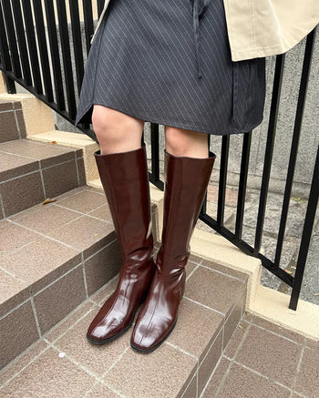 Leather long boots