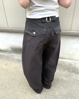 Back pocket polka dot wide pants