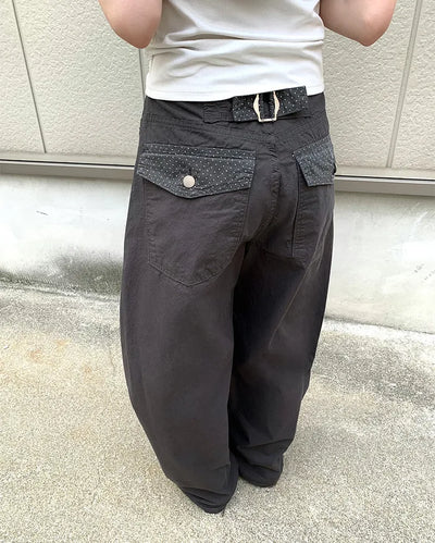 Back pocket polka dot wide pants
