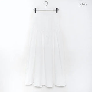 V-neck shirred long skirt
