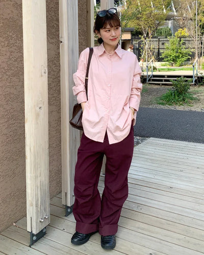 Colored denim wide-leg pants