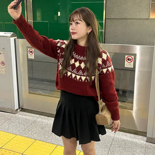 Round neck jacquard knit
