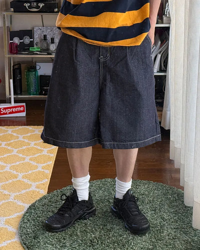 Non-faded denim Bermuda shorts