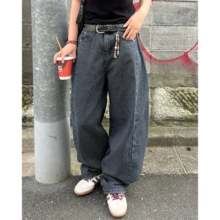 Striped denim pants