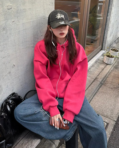 Loose-fit colored hoodie