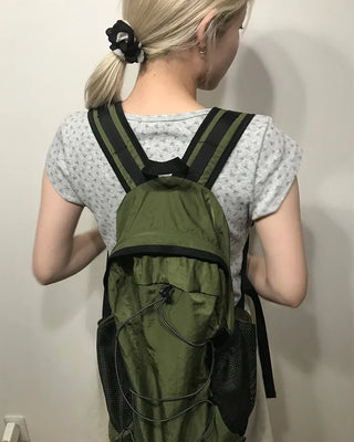 Nylon backpack with side pockets