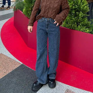 Basic denim pants with brushed lining