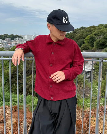 Collared knit cardigan