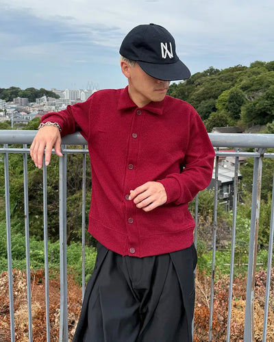 Collared knit cardigan