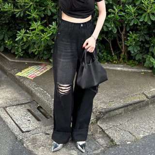 Vintage slit denim pants
