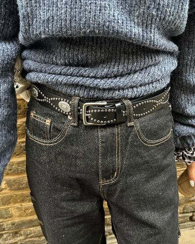 Studded leather belt