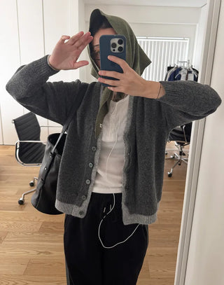 Color-blocked layered cardigan