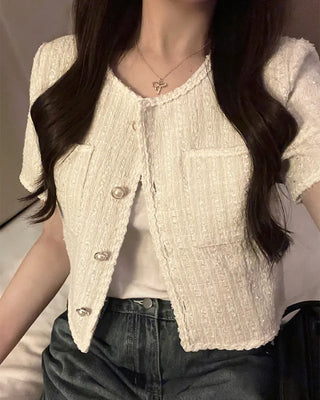 Tweed short-sleeved jacket