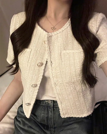 Tweed short-sleeved jacket