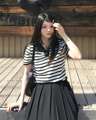 Striped short-sleeve knit