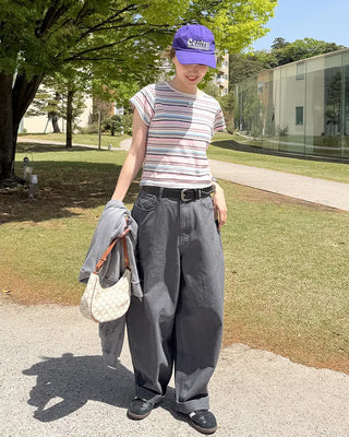 Flap pocket curved fit cotton pants