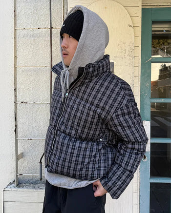 Checked duck down jacket