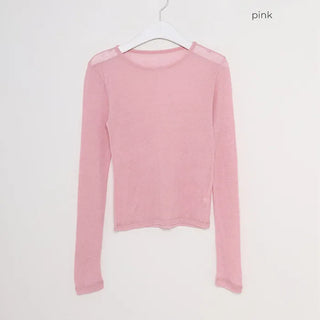 See-through modal long-sleeved T-shirt