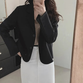 Single-breasted semi-cropped jacket - 4 colors